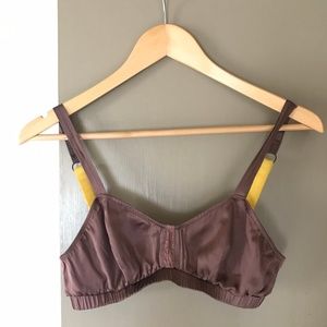 Brown Silk Anthropologie Bralette Yellow accents